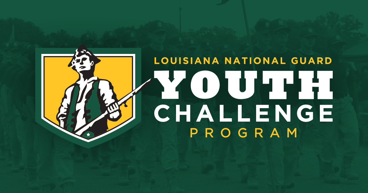 Louisiana National Guard Youth Challenge Program crest with minuteman figure on green background