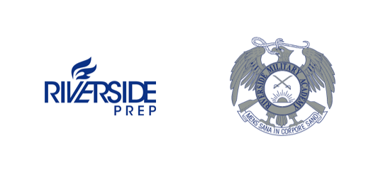 Riverside Military Academy crest featuring eagle with spread wings and Latin motto Mens Sana In Corpore Sano