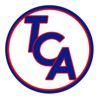TCA circular crest featuring red and blue letters T, C, and A on white background
