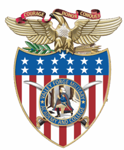 VFMC official crest featuring eagle atop patriotic shield with Revolutionary War soldier