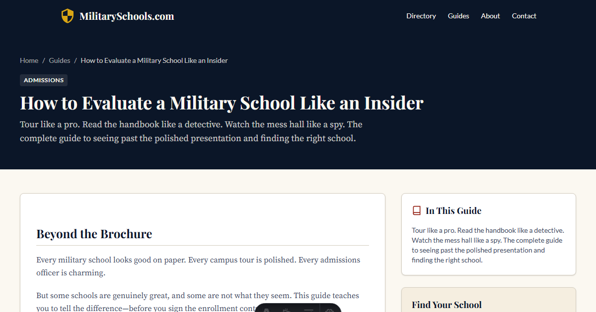 How to Evaluate a Military School Like an Insider Military Schools Guide