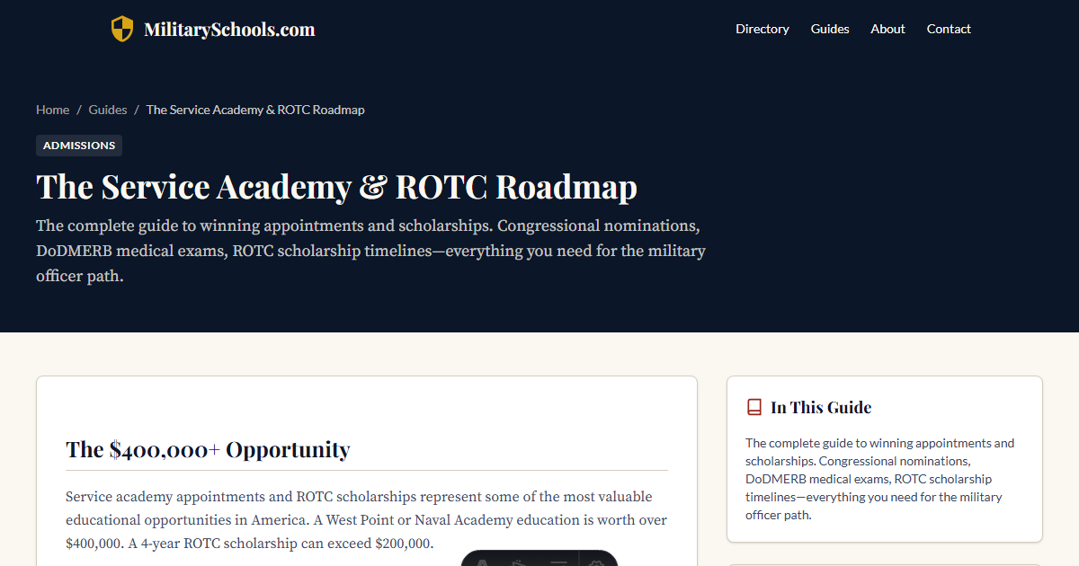 The Service Academy & ROTC Roadmap | Military Schools Guide