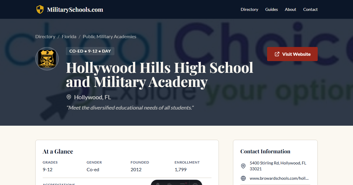 Hollywood Hills High School and Military Academy Public Military